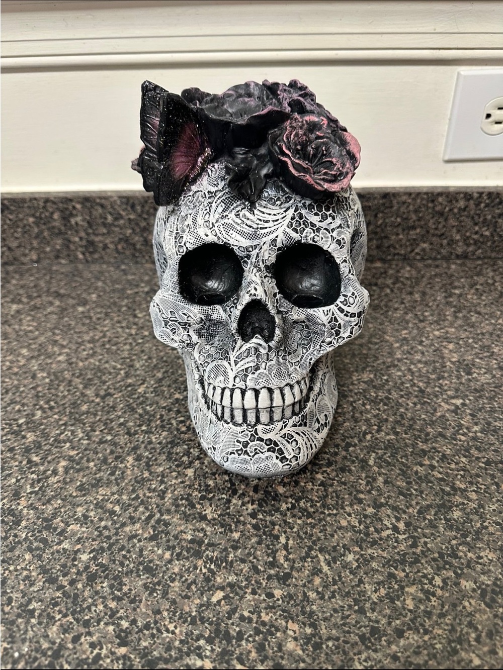 Halloween Moonlight Manor Resin Flower Butterfly Skull